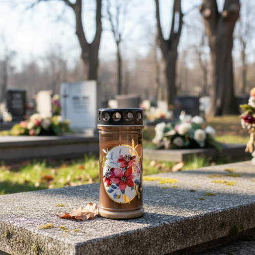 kohteita Hautakynttilät ruskeat hautavalot kukat Ø7,5 cm K16,5 cm 6 kpl