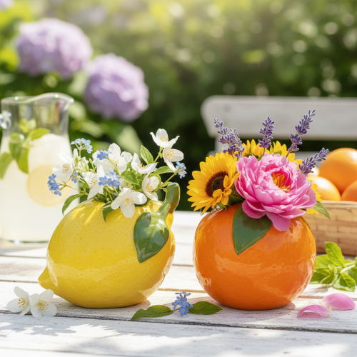 kohteita Sitrusmaljakko, appelsiini ja sitruuna, ylellinen kodin asuste, kesäkoriste, 10 cm, 2 kpl