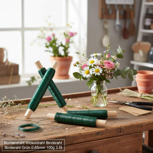 kohteita Kukkakuvioinen käärelanka, vihreä 0,65 mm, 100 g, 3 kpl