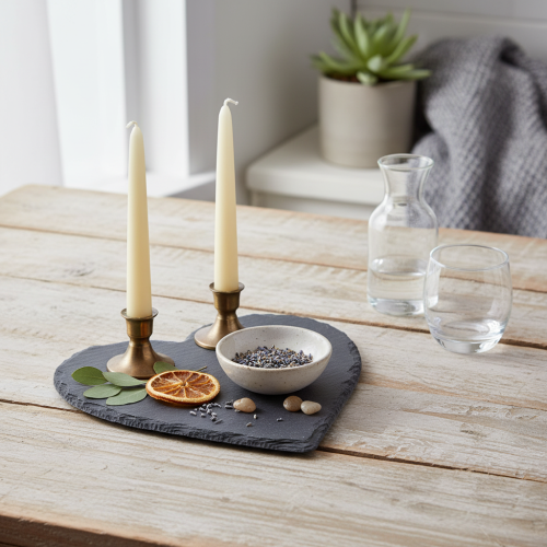 kohteita Liuskekivinen sydämenmuotoinen koriste tyylikkääseen pöytäkoristeluun ja luoviin ideoihin