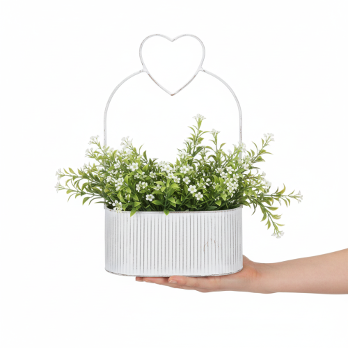 kohteita Koristeellinen soikea metallikulho sydämellä, valkoinen, 20/16 cm, 2 kpl setti