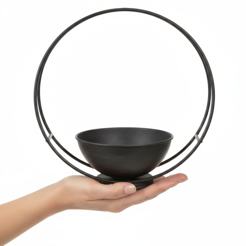 kohteita Kulho jalalla, koristerengas, metalli, antrasiitti, korkeus 29 cm, 2 kpl