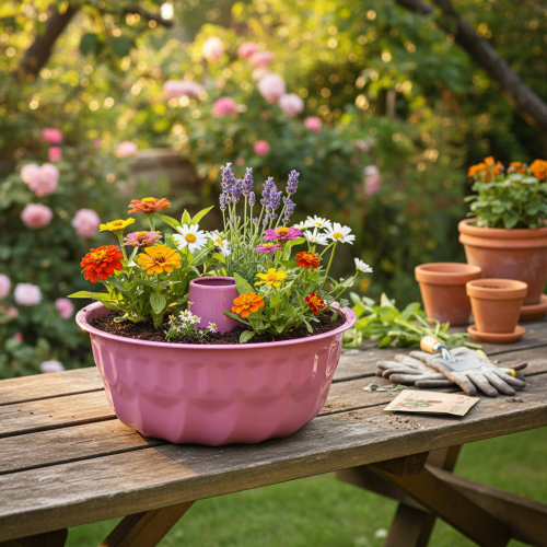 kohteita Metallinen koristekulho, leivontavuoka, Bundt-kakkuvuoka, pinkki, Ø23cm, K12cm