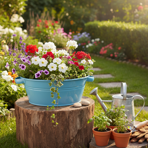 kohteita Pyöreä kulho kahvalla, koristekulho, kukkakulho, sininen, Ø33,5cm