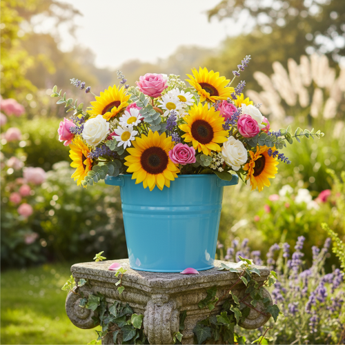 kohteita Koristeellinen metallinen kukkaruukku/istutusastia, sininen, 31 cm x 26 cm x 21,5 cm