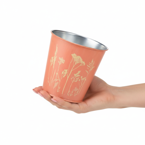 kohteita Kukkaruukku kukkakoristeella, aprikoosinkeltainen, Ø10.5cm K10.5cm