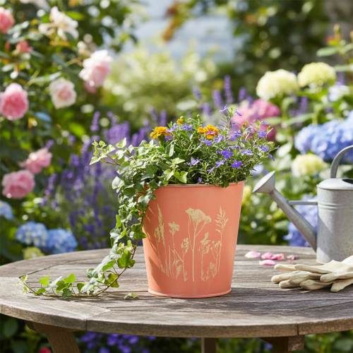 kohteita Kukkaruukku aprikoosi metallinen Ø11,5cm K11,5cm