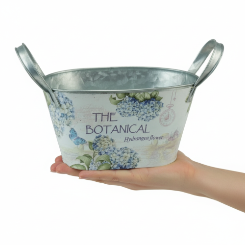 kohteita Kukkakulho kahvoilla, hortensiakuvio, metalli, 26 × 13 × 14,5 cm