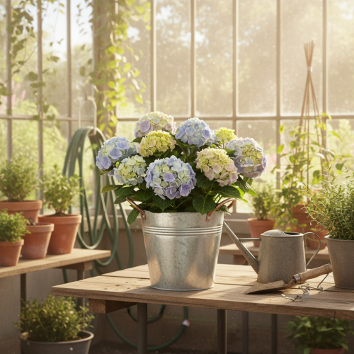 kohteita Metallinen kukkaruukku kahvoilla, koristeellinen ämpäri, Ø16cm K15cm