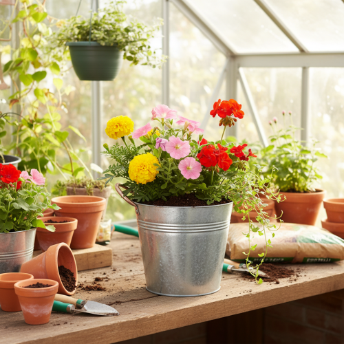 kohteita Metallinen kukkaruukku kahvoilla, koristeellinen ämpäri, Ø16cm K15cm