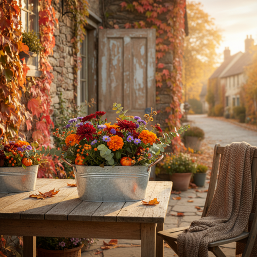 kohteita Kukkakulho kahvoilla, koristekulho, metallia, 17,5 × 12 × 9 cm