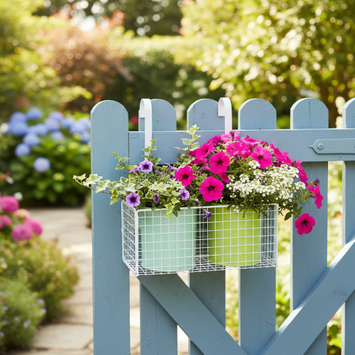 kohteita Riippuva metallinen kukkaruukku, vihreä, parvekekoriste, P22cm K23.5cm