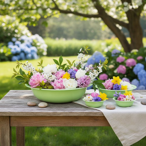 kohteita Koristeellinen metallikulho, vihreä, emalijäljitelmäinen metallikulho, Ø29cm