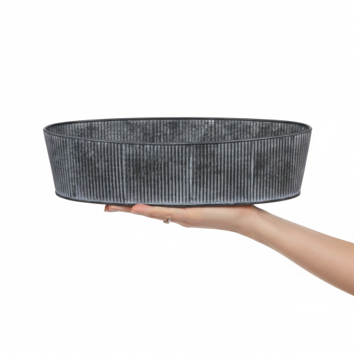 Soikea metallikulho, mustaharmaa, vintage-tyyli, 32,5/37 cm, 2 kpl. | Floristik24.fi
