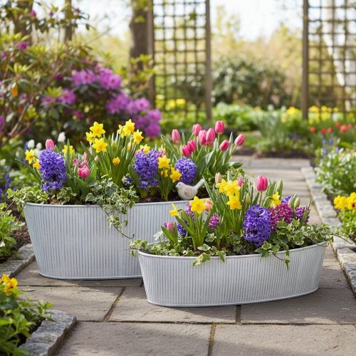 kohteita Soikea metallinen kulho valkoisena ja hopeanvärisenä, 32,5 cm/37 cm, 2 kpl.