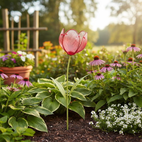 kohteita Lasinen tulppaanipuutarhakeppi - Kaunis koriste puutarhaan ja parvekkeelle, 94 cm