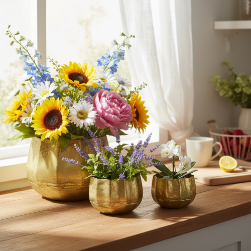 kohteita Koristeellinen kulho messingistä, metallinen kulho Ø22/18/14cm, 3 kpl:n setti