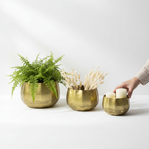 kohteita Koristeellinen kulho messingistä, metallinen kulho Ø22/18/14cm, 3 kpl:n setti