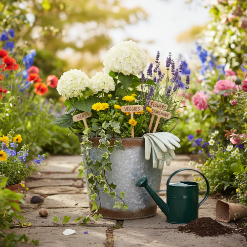 kohteita Metallinen istutusastia, kukkamalja, ruukku hopeisilla kahvoilla, sään kuluttama teräsviimeistely, Ø18cm K20cm