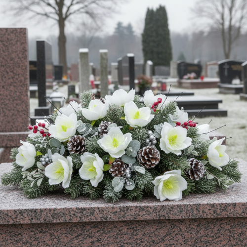 kohteita Jouluruusu langassa, valkoinen, 50 kpl