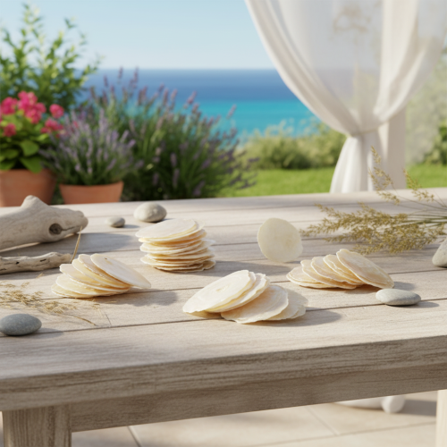 kohteita Capiz-kuorisiivut luonnonkultaisissa kuorissa, 60 kpl