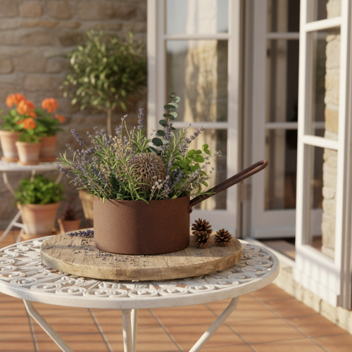 Metallinen ruukku, istutusastia, ruosteenvärinen astia, koriste-esine, Ø20cm K11cm | Floristik24.fi