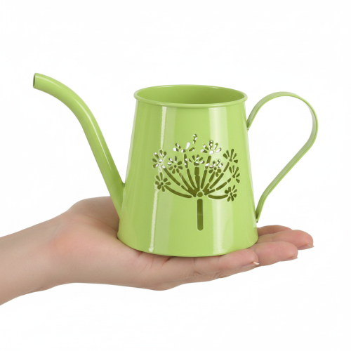 Koristeellinen metallinen kastelukannu, voikukkakuvio, vihreä, 12 cm korkea, 2 kpl, koristeellinen maljakko, shabby chic | Floristik24.fi
