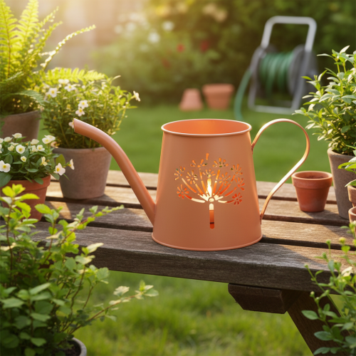Metalliset koristeelliset kastelukannut, oranssi voikukkakuvio, tuikkukynttiläkupit, 12 cm, 2 kpl | Floristik24.fi