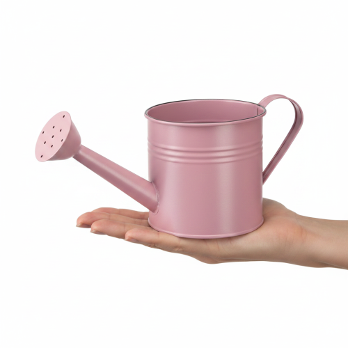Koristeellinen kastelukannu, pinkki metallinen istutusastia, Ø13,5cm, korkeus12,5cm | Floristik24.fi