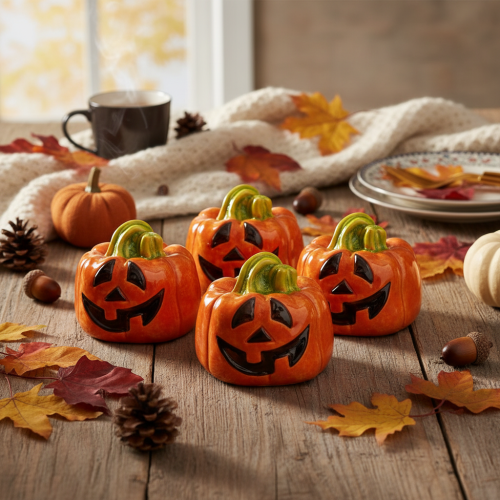 Koristeellinen keraaminen kurpitsahahmo syksyyn ja halloweeniin, 8 cm | Floristik24.fi