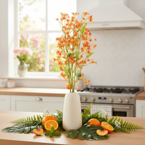 Tekokukka orkidean oksa oranssi filigraani huonekoriste 110cm 3kpl | Floristik24.fi