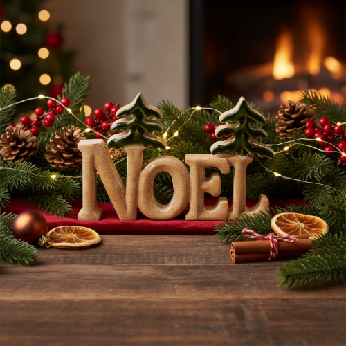 Joulukoriste Noel-teline kahdella kuusella 18cm | Floristik24.fi