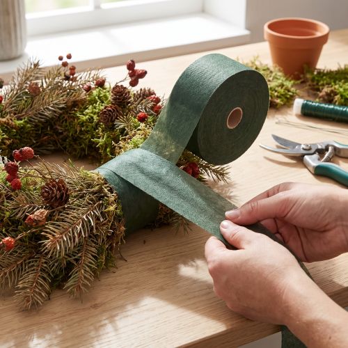 Käärenauha Roomalainen teippi Roomalainen käärenauha Kuitukangas vihreä 6cm 100m | Floristik24.fi