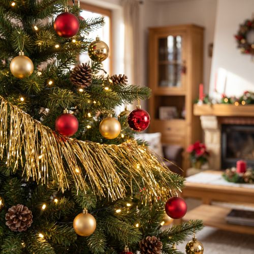 Tinsel Gold Light Gold Tree riippuva joulu L50cm | Floristik24.fi