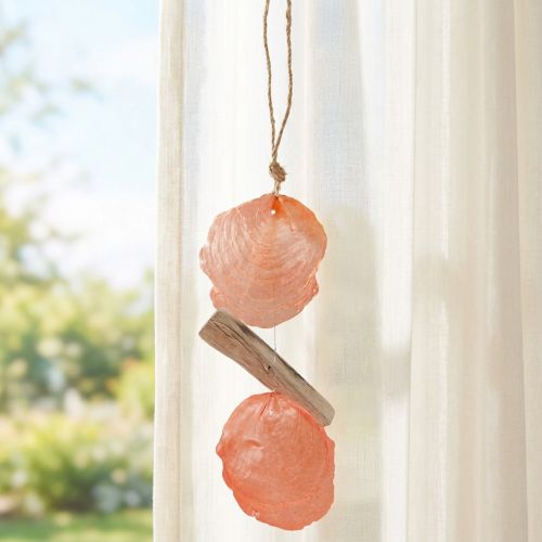 Merisisustusripustin Capiz-kuoret ajopuu oranssi luonnollinen 35cm | Floristik24.fi