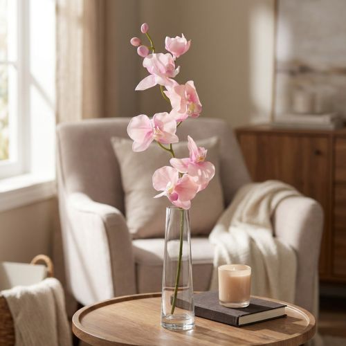 Orchid Phalaenopsis keinotekoinen 6 kukkaa vaaleanpunainen 70cm | Floristik24.fi