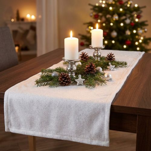 Lumipeite kiille lumimatto hopealla glitterillä 120×80cm | Floristik24.fi