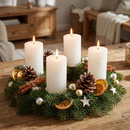 Yksiväriset pylväskynttilät, valkoiset, 70x120 mm, 4 kpl:n setti, koristeluun, häihin ja adventtiin | Floristik24.fi