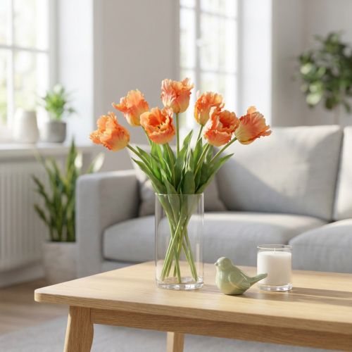 Tekokukka, papukaija tulppaani oranssi, kevätkukka 63cm | Floristik24.fi