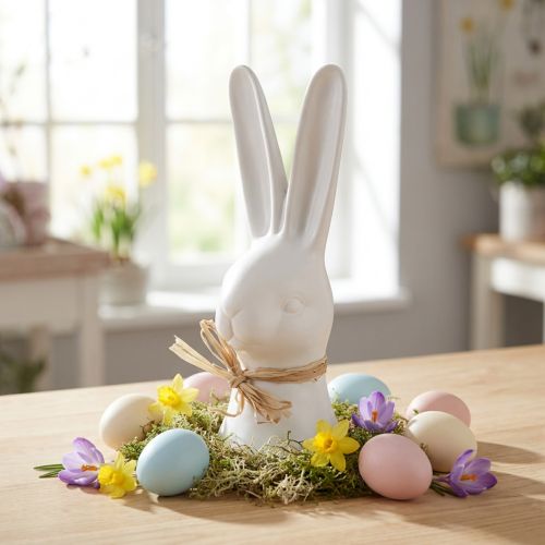 Kanin pää koriste Pääsiäispupu valkoinen kani keraaminen 17cm | Floristik24.fi