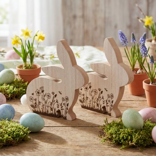 Bunny Wood istuva kukkakuvio Luonnonvalkoinen 24×24cm 2 kpl | Floristik24.fi