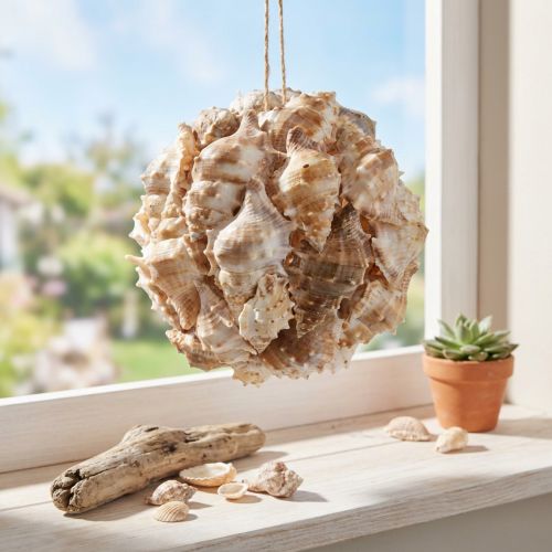Koristeellinen pallo etanankuoria koristeena roikkuu luonnonvärinen Ø12cm | Floristik24.fi