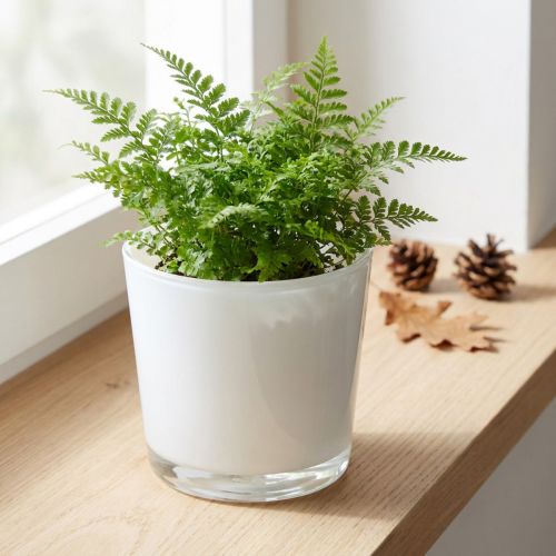 Valkoinen lasiistuin Ø11,5cm K11cm | Floristik24.fi
