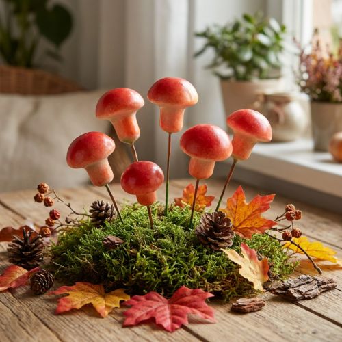 Koristeelliset Sienet Vaijerissa, Punaiset, Syyskoriste, Tarrattavaksi, 7cm, 24 Kappaletta | Floristik24.fi
