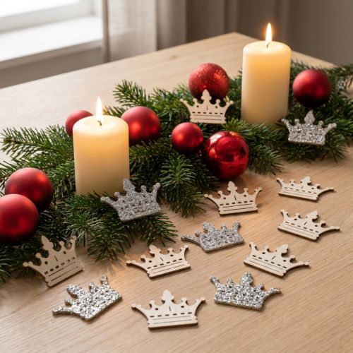 Scatter koristekruunu Joulupuinen glitter B4cm 72 kpl | Floristik24.fi