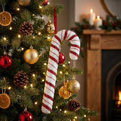 Deco Candy Cane Christmas Punainen Valkoinen Raidallinen K34cm | Floristik24.fi