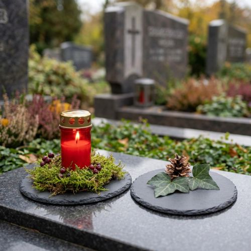 Luonnonliuskekivilautaset pyöreät lasinaluset mustat Ø10cm 6 kpl | Floristik24.fi