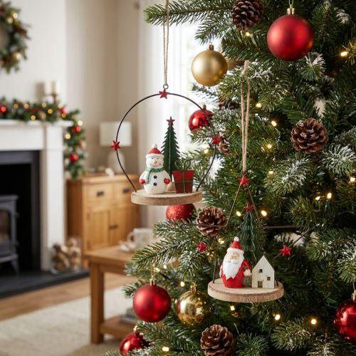 Koristeellinen ripustin Joulupukin Lumiukko Tähti H13cm 2kpl | Floristik24.fi