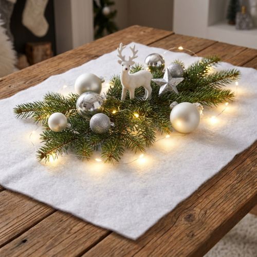 Lumipeitekoriste lumi valkoisella talvikoristeella 240×90cm | Floristik24.fi