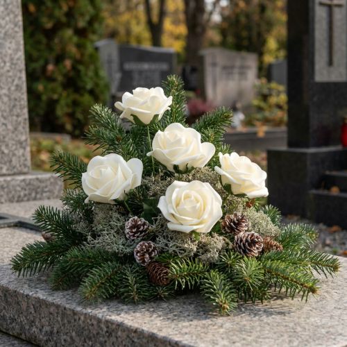 Vaahtomuoviruusut varsikukilla vaahtokerma Ø7.5cm 18 kpl | Floristik24.fi